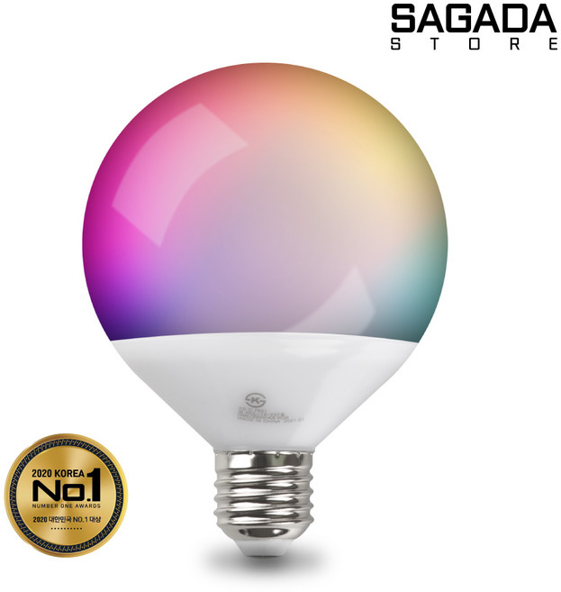 LED 밝기조절 색변환 스마트 전구 RGB 12W KS인증 G90 볼구 벌브 램프 리모컨 컬러 조명 수유등 게임방 색변화 엘이디, 색변환 LED 램프 (리모컨 별매), 1개