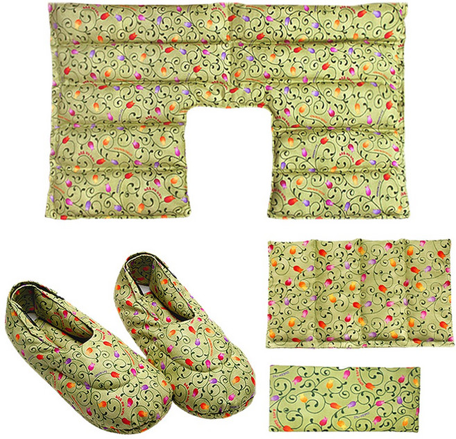 그린라이프 허브 발 찜질팩+어깨찜질팩+사각 눈 찜질팩+다용도 4단 찜질팩 세트-카키, 1개