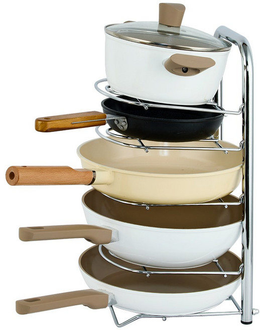 서울리빙 올스텐 사각 후라이팬 냄비 정리대 5단, 1개, 실버