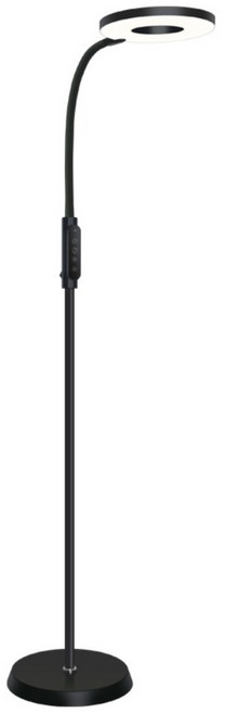 居家電器 LED 圓形落地燈 18W 觸控調光調色 3000K-6000K, 黑色遙控立燈