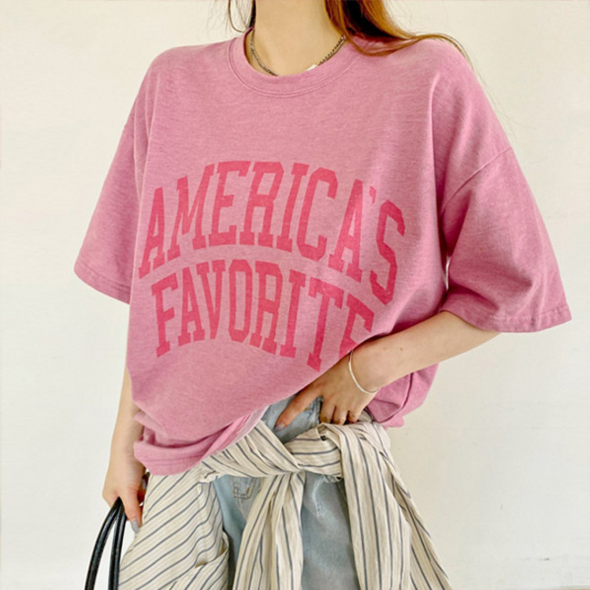 마이쏭 여성 빅사이즈 롱티 페이브릿워싱박스반팔티