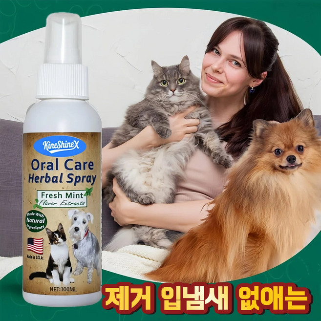 KOSOI 강아지 고양이 입냄새제거 스프레이 반려동물 덴탈 구강청결제 뿌리는 치약 구취 케어, 2개, 100ml