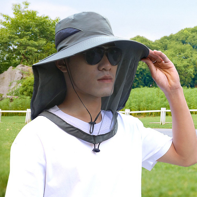 방충 모자 모기 퇴치 등산 낚시 캠핑 차단 농모 벌초 작업모자, 진그레이