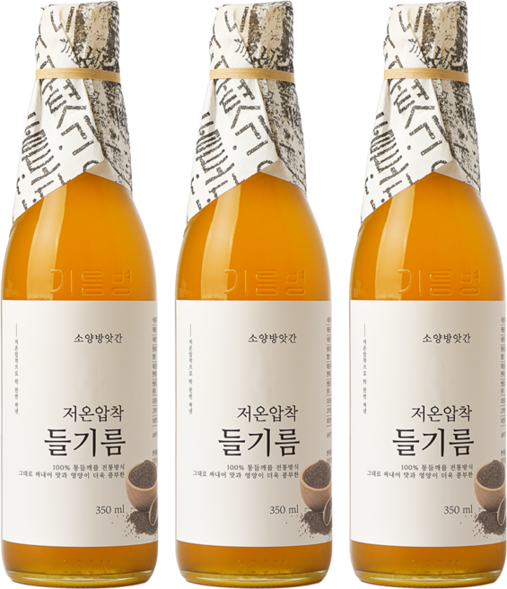 소양방앗간 저온 압착 고소한 특등급 통들깨 방앗간 들기름, 3개, 350ml