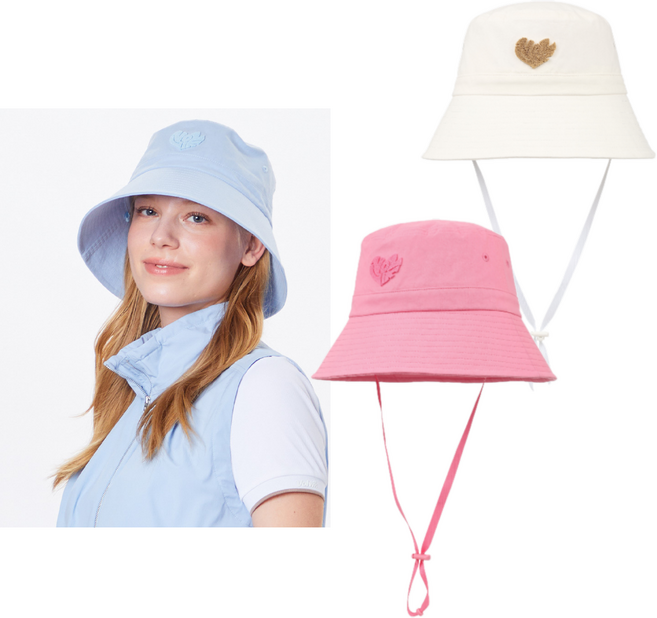 볼빅 여성 골프 하트 잔디 자수 버킷햇 VLAPO401, 핑크, 1개