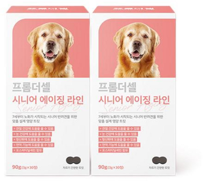 프롬더셀 강아지 노견전용 관절 피부 눈건강 백내장 치매 항산화 종합영양제, 30정, 2개