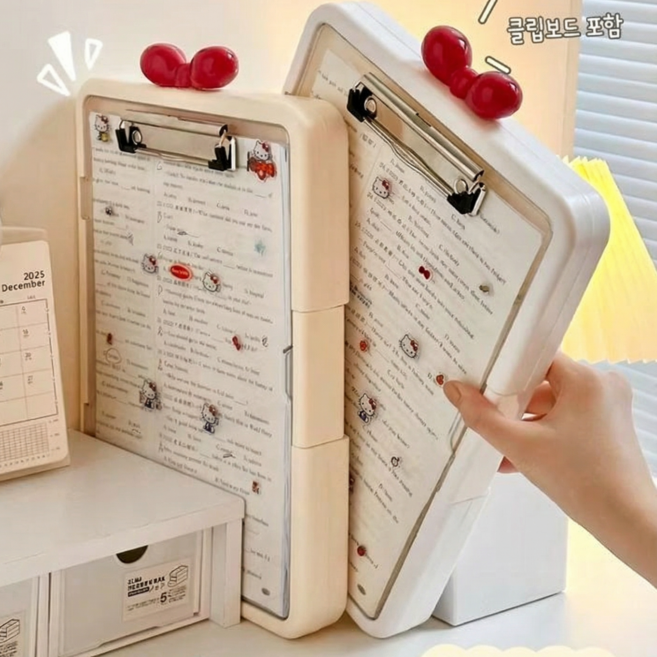 고급형 2단 A4 파일 케이스 클립보드 책상정리함 문구수납 데스크오거나이저, 화이트, 1단