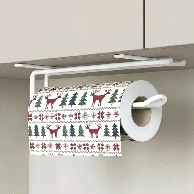 DUGN 프리미엄 다용도 무타공 키친타올 수건 행주 걸이, 화이트, 1개