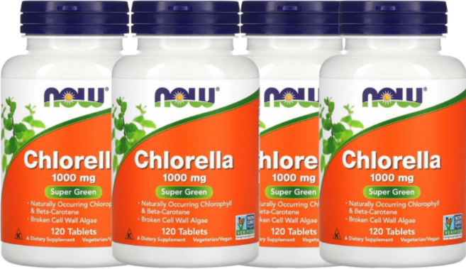 2+2 나우 푸드 클로렐라 1000mg 120정, 4개