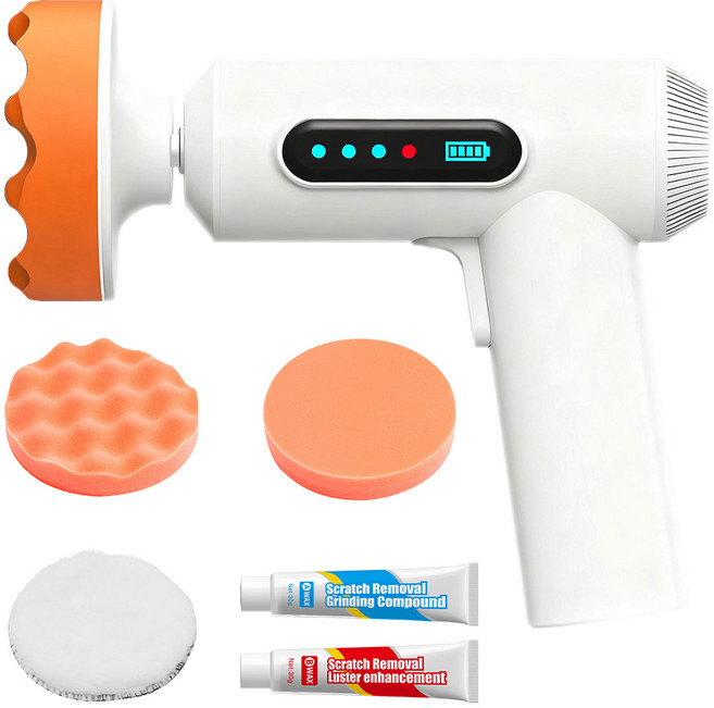 스피세프 자동차 무선 광택기+ 스펀지패드+흠집제거제+유막제거제, LIYANG-화이트