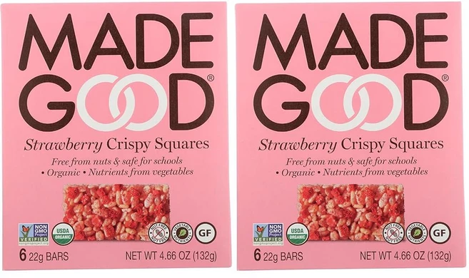 메이드굿 딸기 크리스피 스퀘어 간식 6가지 0.78온스, 6 Count (Pack of 2) - 쿠팡