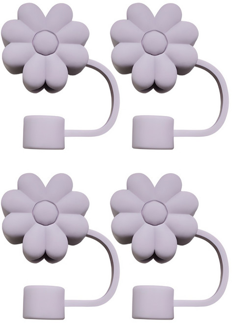 라인스미스 실리콘 스탠리 텀블러 호환 텀꾸 플라워 빨대 마개, 퍼플, 4개