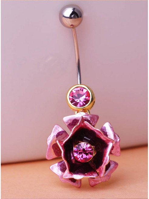韓版花朵造型肚臍環 醫用鋼穿刺飾品