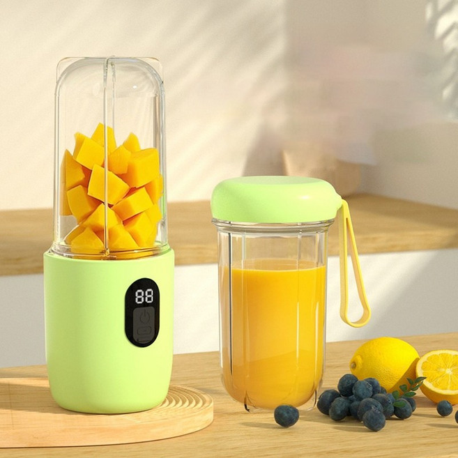 QUZO 휴대용무선믹서기 컵 두 개 포함, 노란색