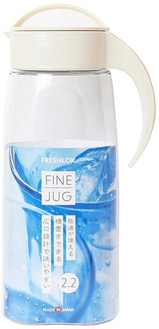 타케야 화학공업 내열 냉수통 파인 저그 2.2L 밀크 화이트, 1개