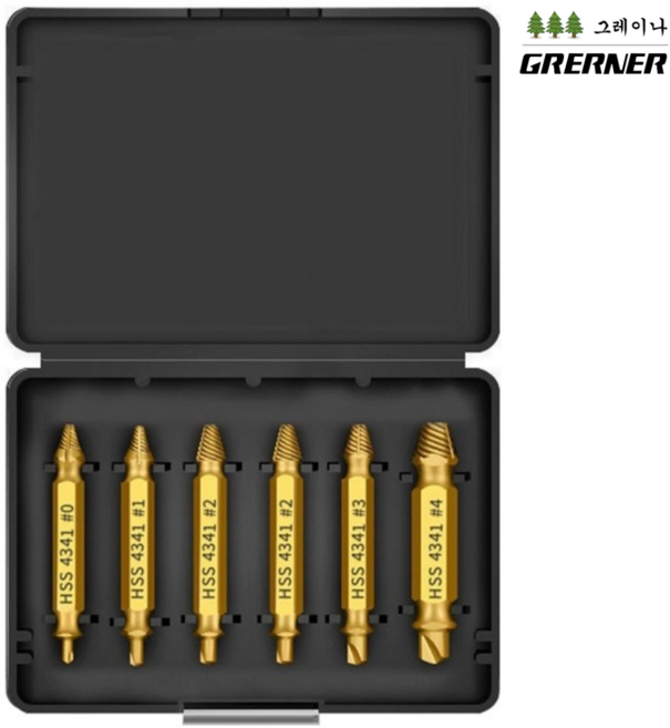그레이나 손상된 볼트 제거용 6종 비트세트, 6개