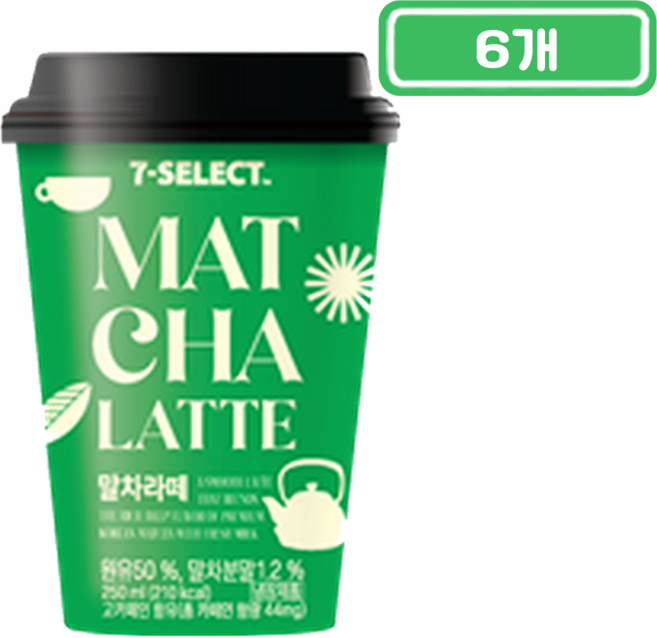 세븐셀렉트 말차맛 라떼 250ml 낱개판매, 8개