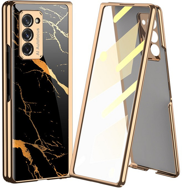 갤럭시 z폴드 5/4/3/2 케이스 액정커버형 대리석 강화유리 케이스