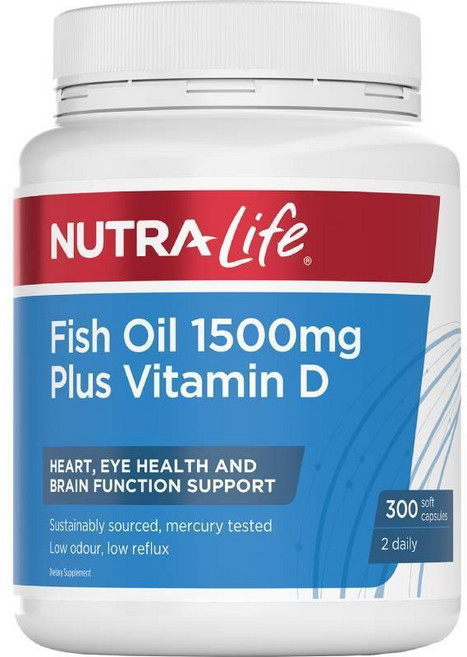 뉴트라라이프 피쉬오일 1500mg 오메가3 비타민D NUTRALIFE Fish Oil Plus Vitamin D, 1개, 300정