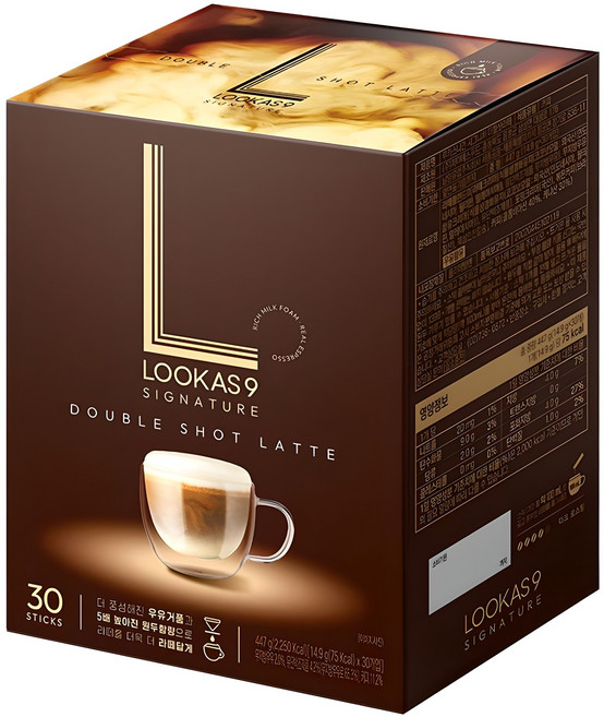 루카스나인 시그니처 더블샷라떼 커피믹스, 14.9g, 30개입, 1개