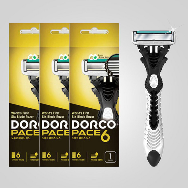 도루코 면도기 페이스6 일회용 6중날 휴대용 면도기, 3세트, 1개입