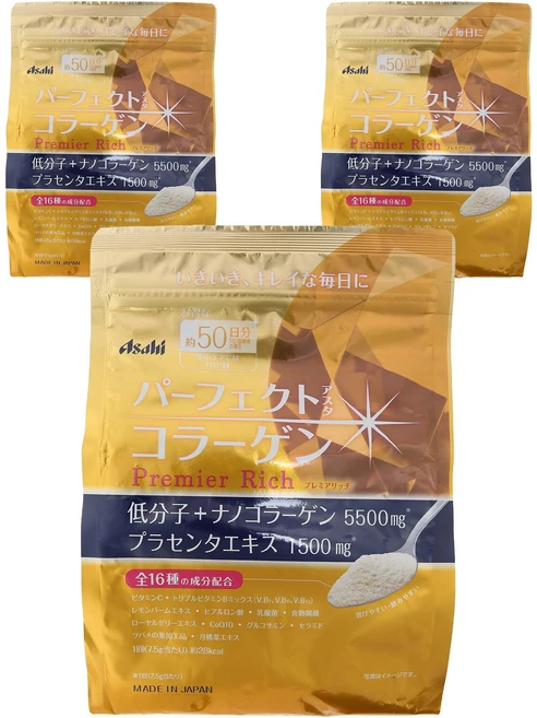 Asahi 퍼펙트 아스타 콜라겐 파우더 프리미어 리치, 378g, 3개 - 쿠팡