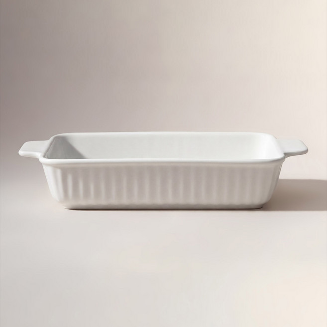 마일드 직사각 그라탕기 대, 화이트, 2개