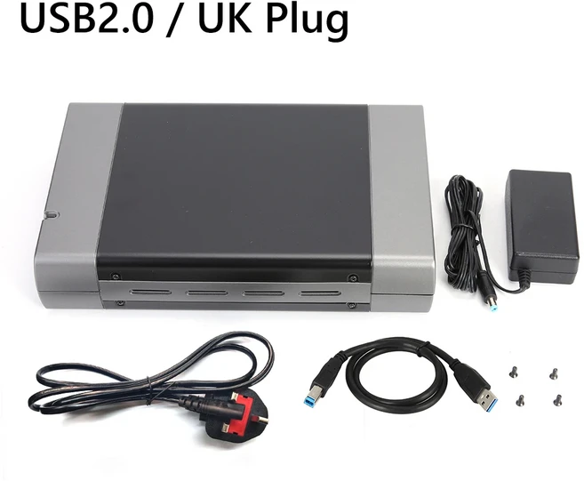 5.25 인치 USB 3.0 SATA 외부 광학 드라이브 케이스 인클로저 박스 어댑터 알루미늄 합금 4.8Gbps HDD 디스, 01 USB 2.0 UK Plug, 01 빠른