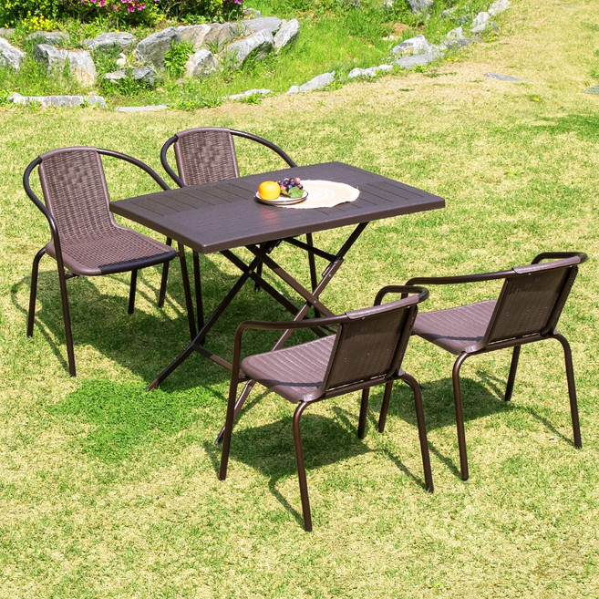 아르망 1000X700 유로 49번 4인 야외 테이블 세트, 브라운, 선택:브라운