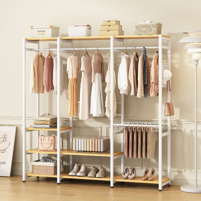 워너픽 철제 스탠드 선반형 드레스룸 시스템 행거, 화이트A