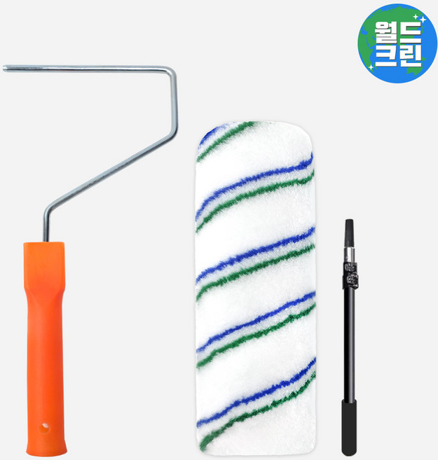 월드크린 이지 페인트 롤러대 9호+리필 7호+블랙 어댑터 장대 1.4M 로라 도배 미장 도장 연장 봉, 이지롤러대9호+리필7호+블랙어댑터장대1.4, 혼합색상