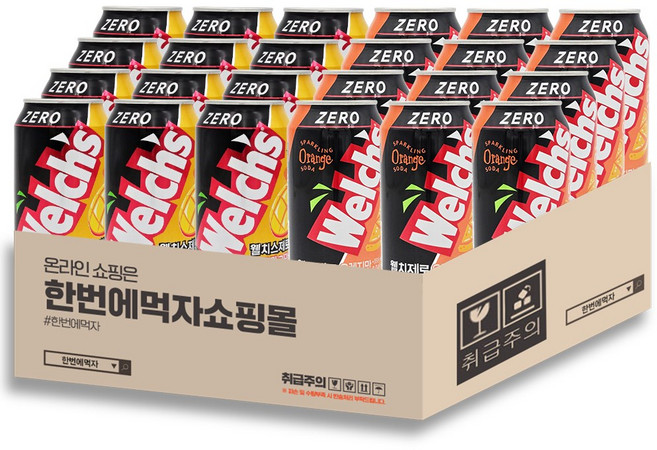 [한번에먹자] 웰치스 제로 뚱캔 혼합세트 / 오렌지 + 애플망고 / 각12개씩 총24캔