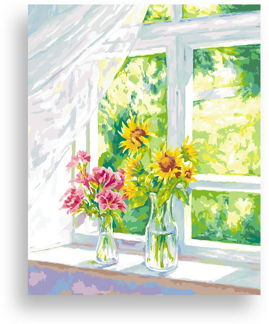 매직 페인팅 위메이크 DIY 명화그리기 세트 들판의 해바라기 40x50, 1개