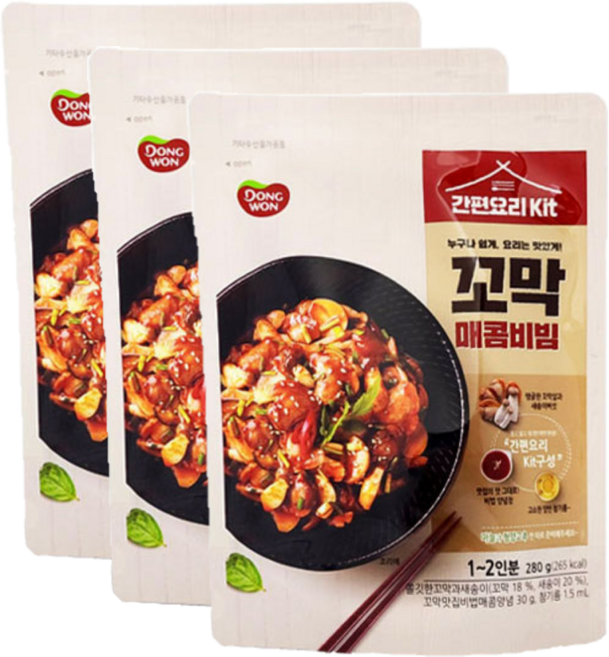 요리키트 3개입 간편요리 즉석식품 꼬막 골뱅이 우렁, 동원 간편요리KIT 꼬막매콤비빔 3개, 280g