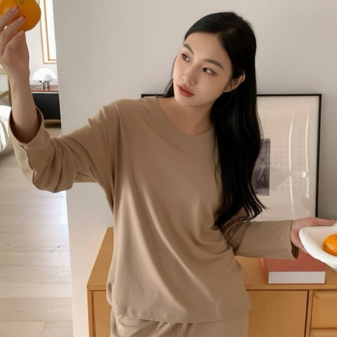 보통의날들 여성용 촉감좋은 무지 모달 잠옷 세트