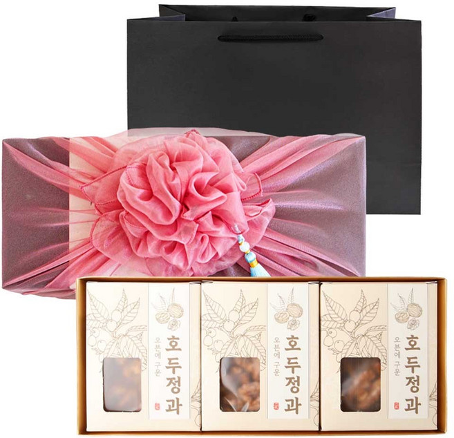 자화만사성 호두정과 보자기 선물세트, 1세트, 300g