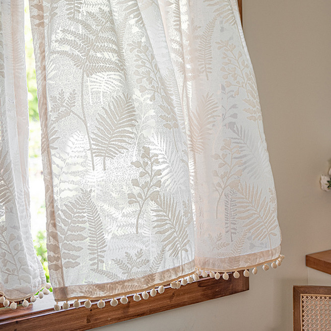 蕾絲窗簾 透光不透人 免打孔安裝, 색깔2