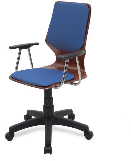 체어포커스 하이팩 팔걸이형 회전의자 CF-606B 대 인조가죽, 블루