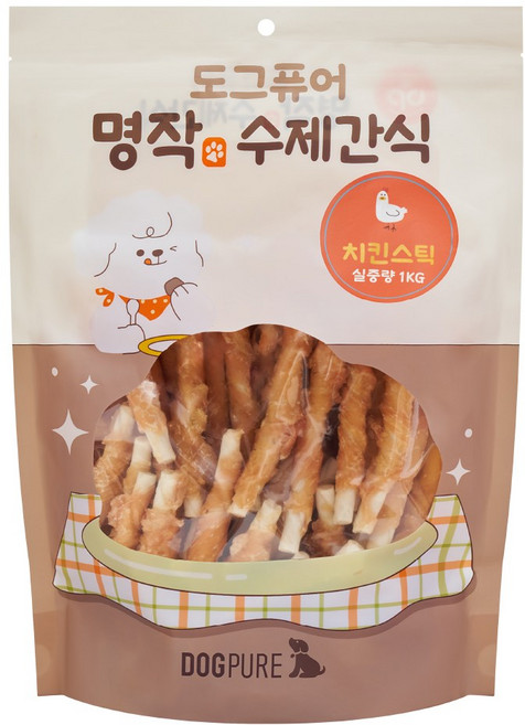 도그퓨어 명작 수제간식 강아지 대용량 간식, 1개, 1kg, 치킨스틱