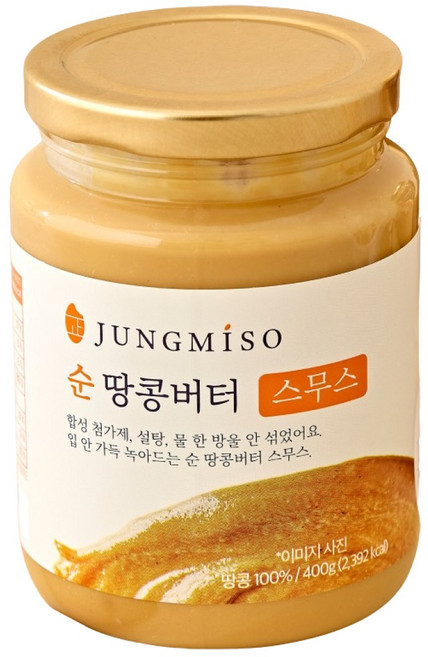 정미소 100% 순 땅콩버터 스무스, 1개, 400g