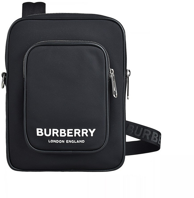 BURBERRY 字母LOGO尼龍拉鍊斜背包, 1個, 黑