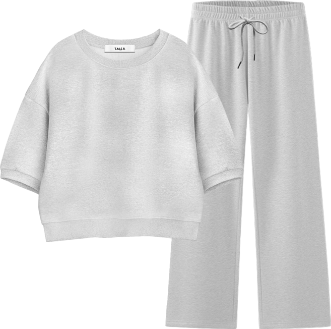 몰토벨리노 토르소 TSF 무지 세미오버핏 크롭 반팔 맨투맨 일자팬츠 세트