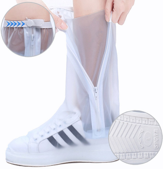 셀링크 남여공용 신발 방수커버 덮개 덧신 작업 휴대용 신발커버 장화 롱 레인슈즈, 1세트