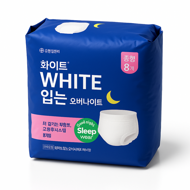 화이트 오마이팬티 입는 오버나이트, 중형, 8개입, 6개