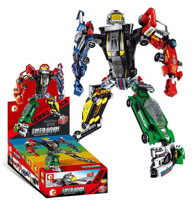 블록 곤충 레이싱카 로봇 합체 장난감 선물세트, 레이싱카 합체 변신로봇, 1개