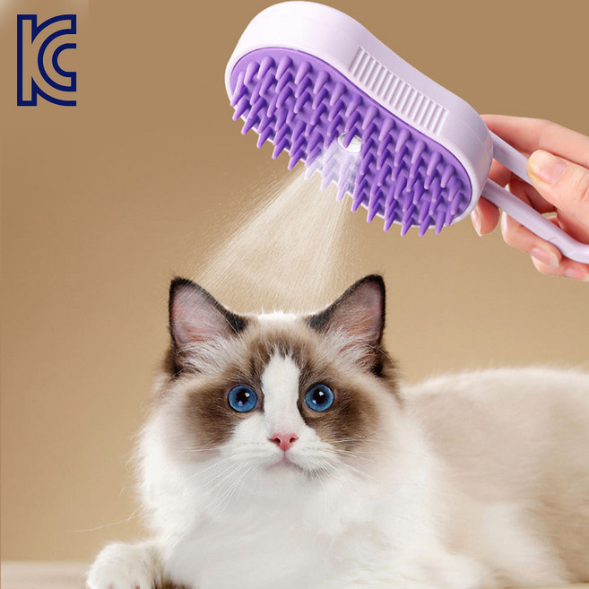 오브펫 강아지 고양이 스팀 브러쉬 털제거 털관리 죽은털, 1개, 오렌지