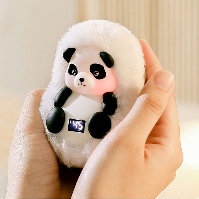 보슬보슬 포근한 판다 북극곰 포켓 주머니 미니 손난로 대용량 배터리 온도조절 세련 디자인 코디 용이 통근 필수템, 5000mah, 바오바오 판다
