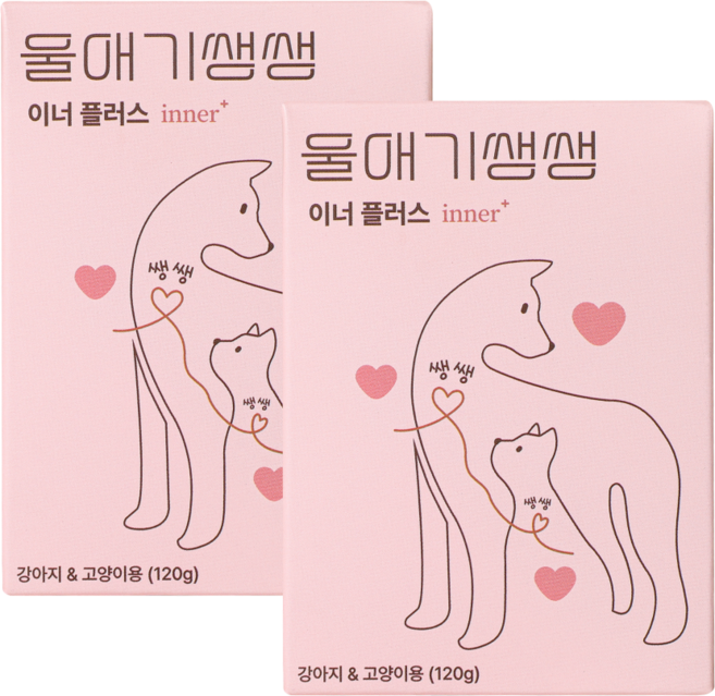 울애기쌩쌩 이너플러스 반려동물 종합영양제 기관지 심장 신장 간 케어, 60정, 2개