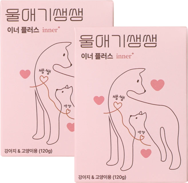울애기쌩쌩 이너플러스 반려동물 종합영양제 기관지 심장 신장 간 케어, 60정, 2개 - 쿠팡