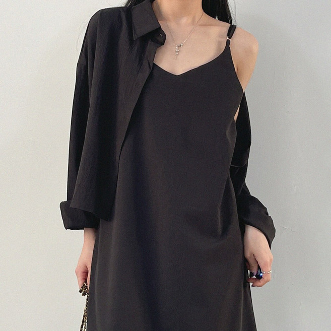 룩업 여성 데일리 민소매 나시 원피스 셔츠 셋업 하객룩 세트 리조트룩